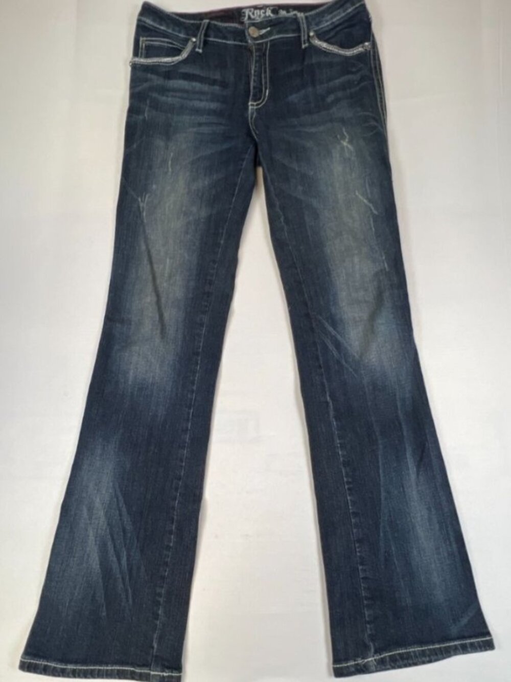 Rock 47 by Wrangler Women’s Size 9/10 Blue Denim Low Rise Bootcut Jeans